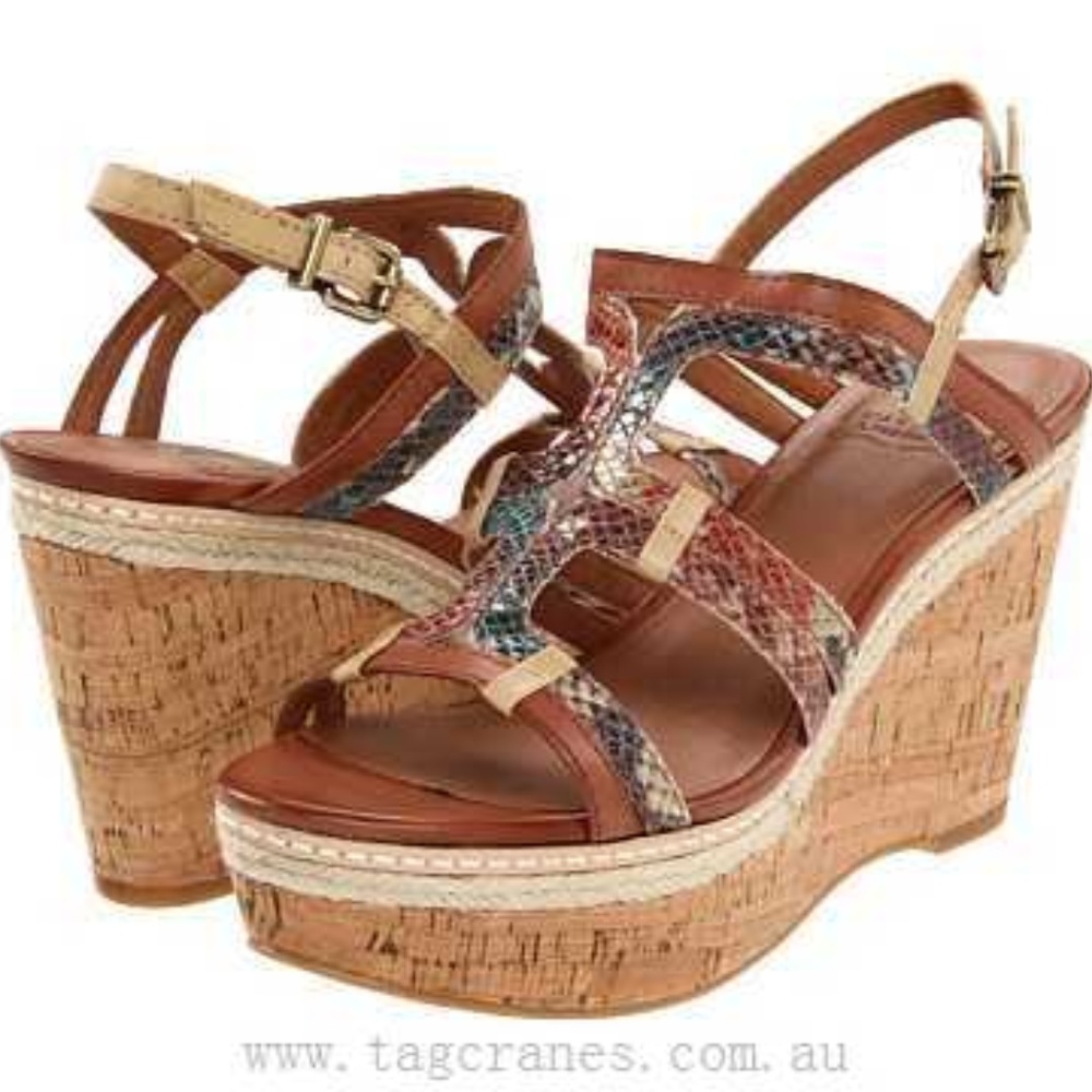 Lucky Brand Keena Wedge Snake Print Leather Sandal